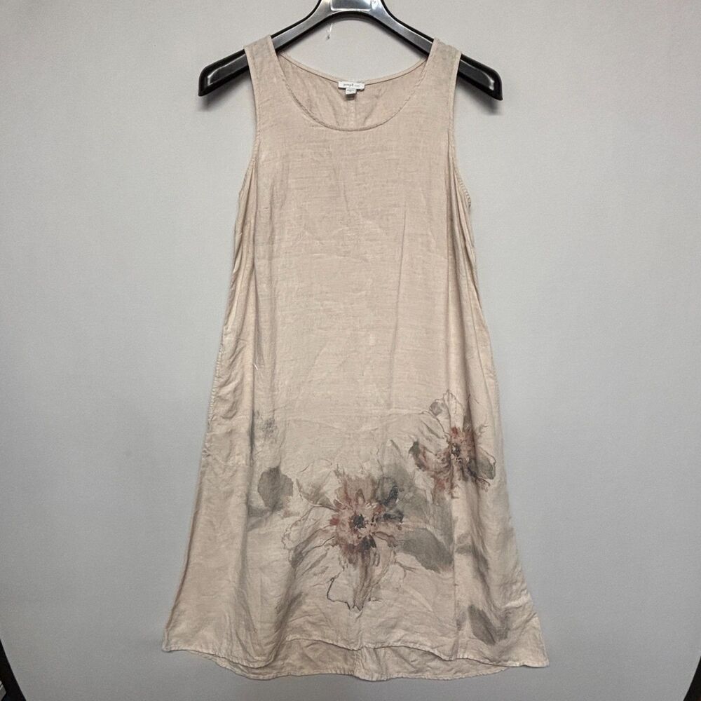 J Jill Pure Jill Women 100% Linen Midi Dress Size Medium Floral D130 -3